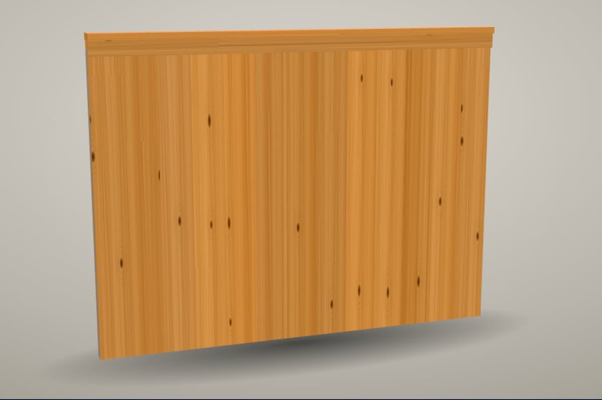 Cedar privacy fence panel with a 1x4 cedar trim board across the top and a 2x6 cedar cap laid flat