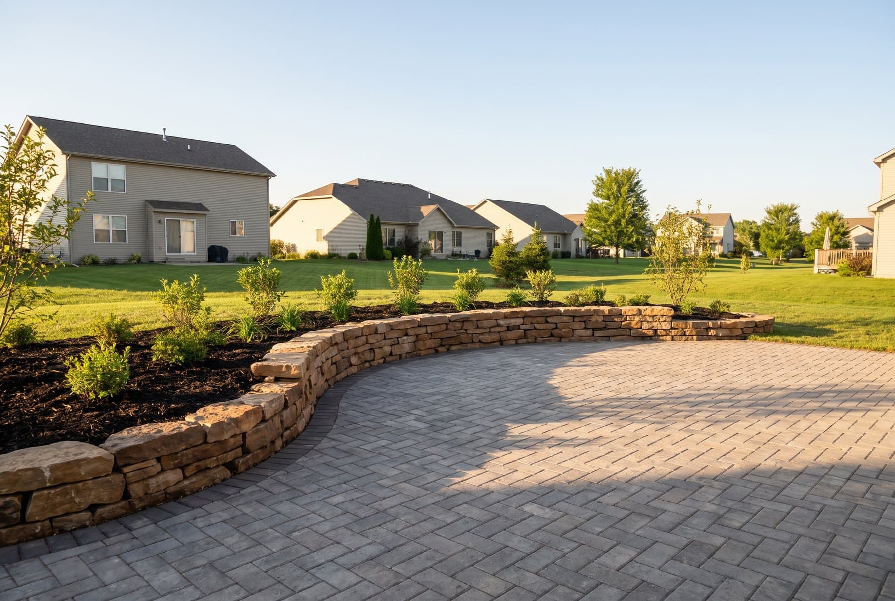 Paver patio and retaining wall landscaping project in Wichita